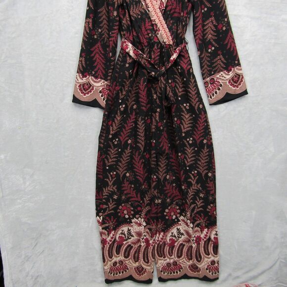 Anthropologie One September Jumpsuit Breezeway Embroidered Boho Small Red Black - Picture 5 of 16